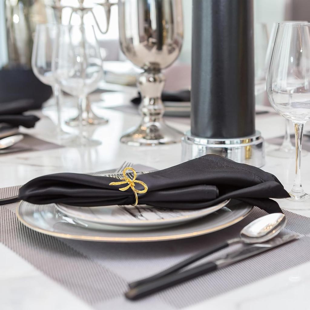 12 SZT Elegancki Pierścień na Serwetki z Kokardą Dekoracja Stołu Weselnego Bożonarodzeniowego Stylowy Dodatek do Jadalni na Imprezę Świąteczną i Uroczystą Kolację