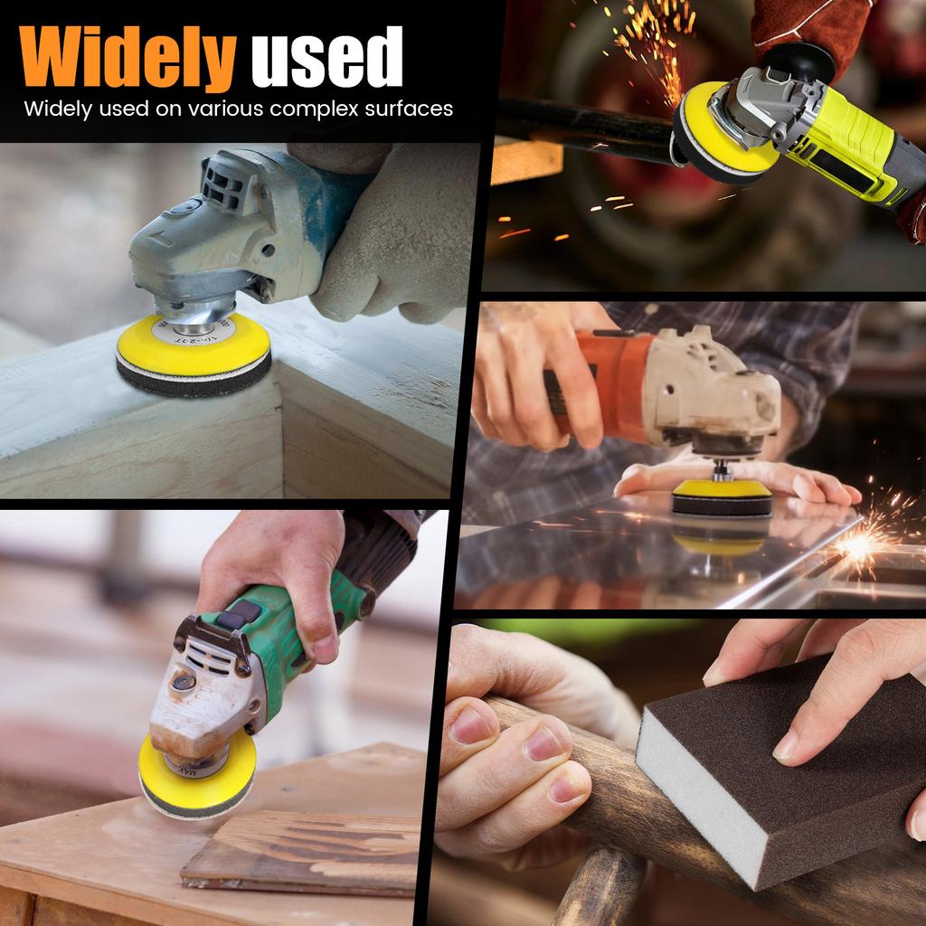 100Pcs 3inch75mm Sanding Discs Pad with 2Pcs Sanding Sponge Buffing Blocks 80-3000 Grit for Drill Grinder Rotary Tools Attachmen