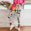 Spring Summer New Flower Print Long Pants Fashion Lace-Up Elastic Waist Sport Trousers Casual Women Pocket Sweatpants Streetwear