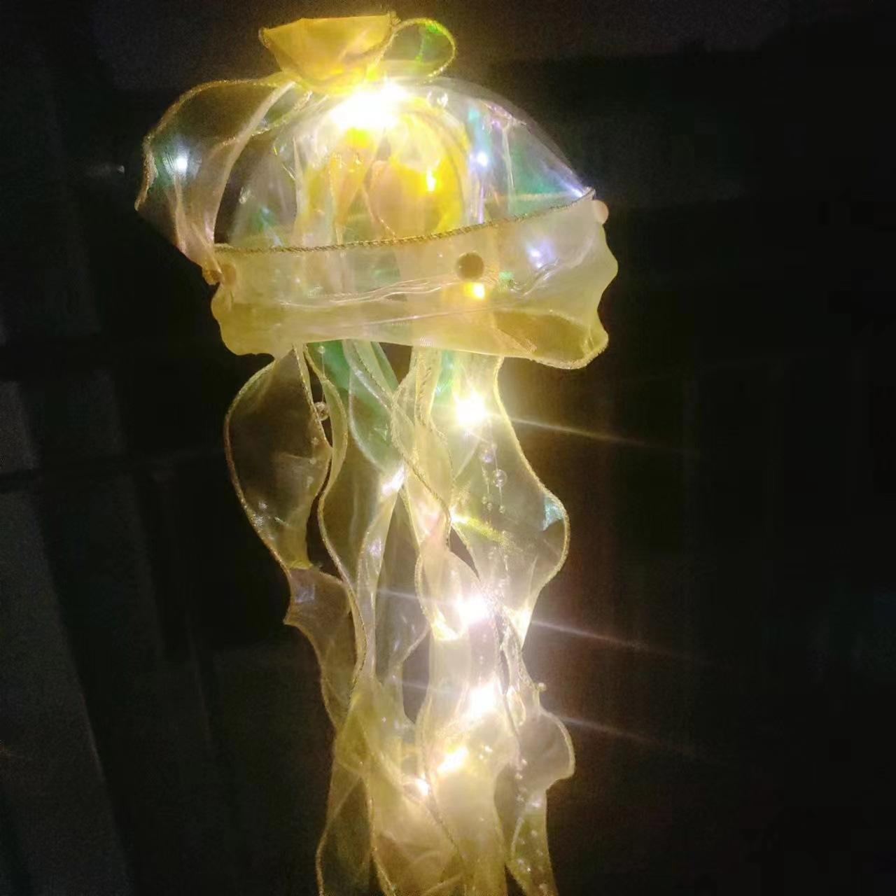 Светодиодная лампа-медуза Цветная DIY Световая медуза-русалка Ручной светящийся фонарь День рождения Декор свадьбы Ночник жёлтый