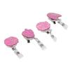 4pcs Retractable Badge Reel Acrylic Mirror  Organ Flower Pattern Innovative Decorative ID Nam