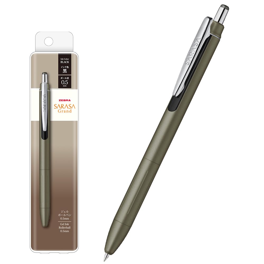 Zebra Sarasa Grand Gel Ballpoint Ash Brown Black Pen, 0.5mm, Barrel, Ink, P-JJ57-AE