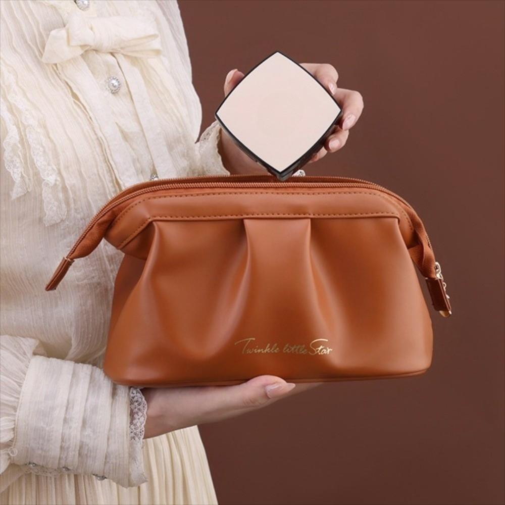 Wide-open Women Cosmetic Bag Handheld Toiletry Storage Bag Ins Makeup Organizer  Travel