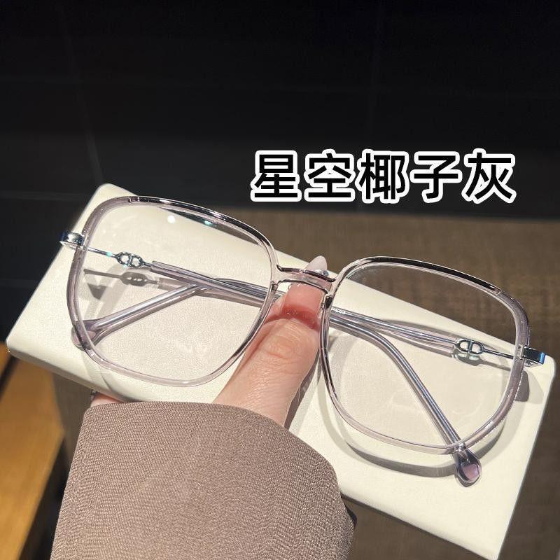 

Звездное небо Блестящие очки для женщин с близорукостью могут быть оснащены плоскими очками с квадратным круглым лицом Простая оправа для глаз с артефактом anti-blue light 0 degree flat mirror