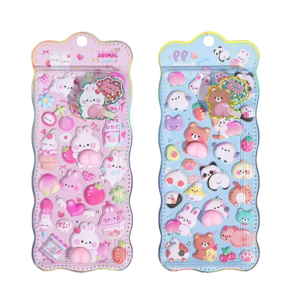 Perfect for sticker books and Set of 2 cute butt Puffy and 3D Perfect for smartphone and Perfect for and exchanges! stickers. squishy, design. cases,