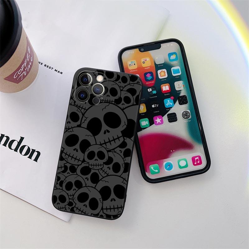 Halloween Bone Skull Phone Case for iPhone 11 13 15 16 17 Pro Max Cases Coque 14 Plus 17Air 13 Pro 12 11 XS 17Pro TPU Soft Cover