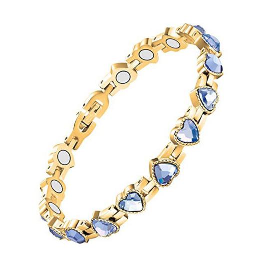 Bracelet Sparkling Cubic Zirconia Heart Shape Women Bracelet Lightweight Magnetic Therapy Bracelet with Secure Clasp