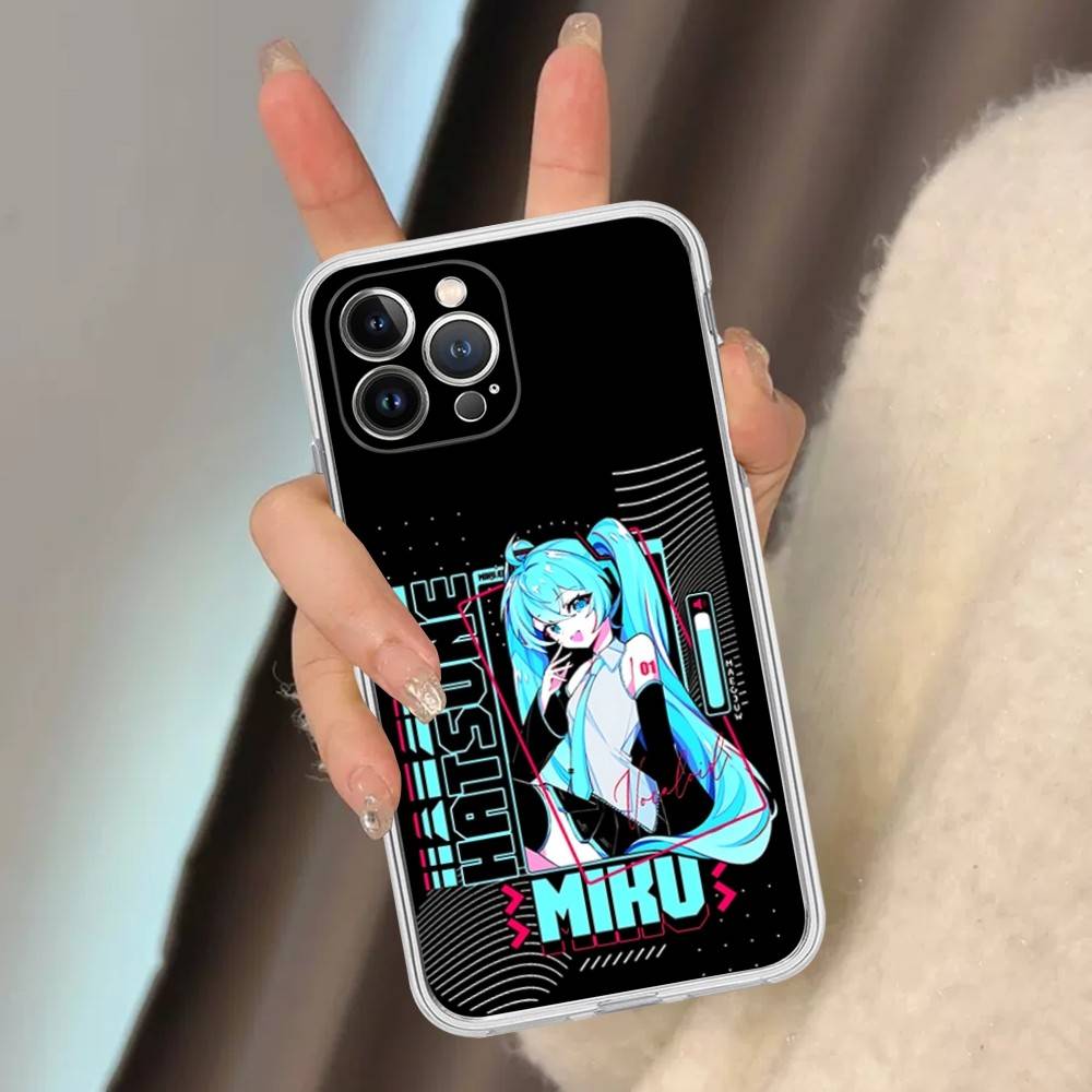 Hatsun M-MikuES Anime Für IPhone 11 12 13 14 15 16 17 Pro Max Plus 13 Mini Silikon Weich Transparent Rückseite