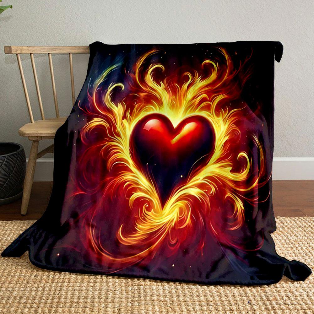 Fiery Heart Design print blanket soft and cozy perfect for the living room bed sofa or a nap,gift