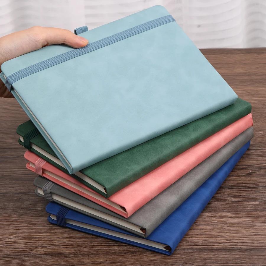 Vintage A5 Leather Strap Notebook with Leather Notebook Cover, Personalized Soft Cover, and Bookmark, Perfect for Business