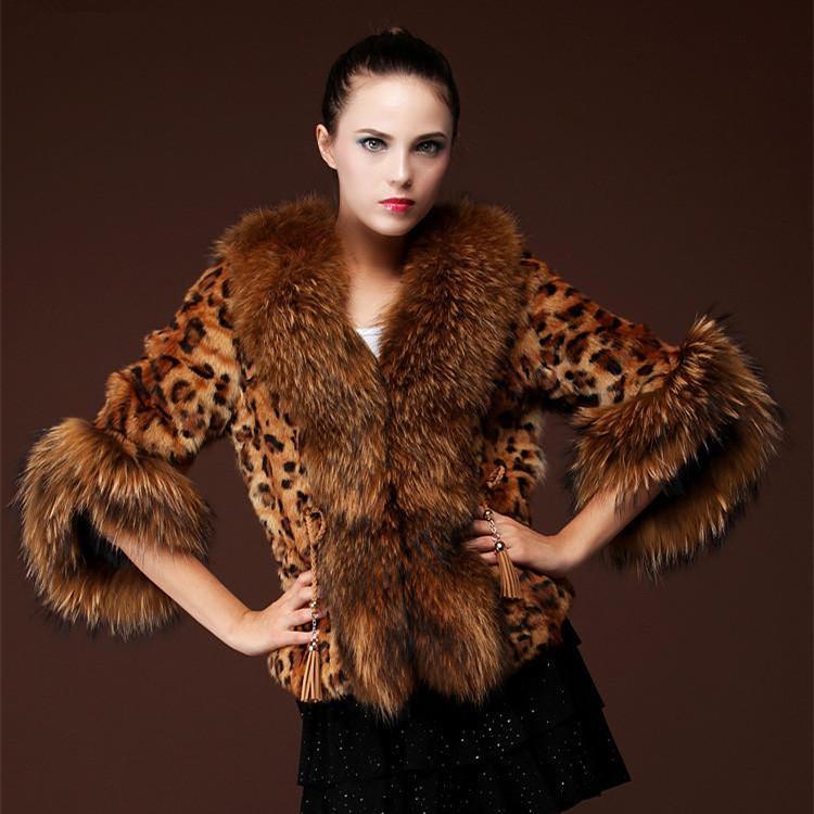 Herbst- und Winterjacke aus Kunstfuchsfell Leopardenmuster Kurzjacke aus Kaninchenfell Europäische und amerikanische Herbst- und Winterdamenbekleidung