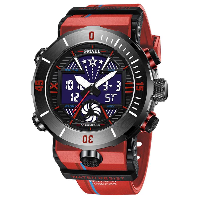 Sports Watch Luxury Men Digital Watches Military 50M Waterproof Man Watches 8051 Digital Wristwatches S Shock Red Watch LED