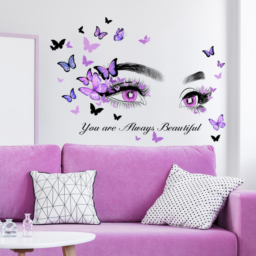 Eyes Butterfly Wall Sticker Background Wall Living Room Decorative Wall Sticker Self-adhesive Wall Sticker