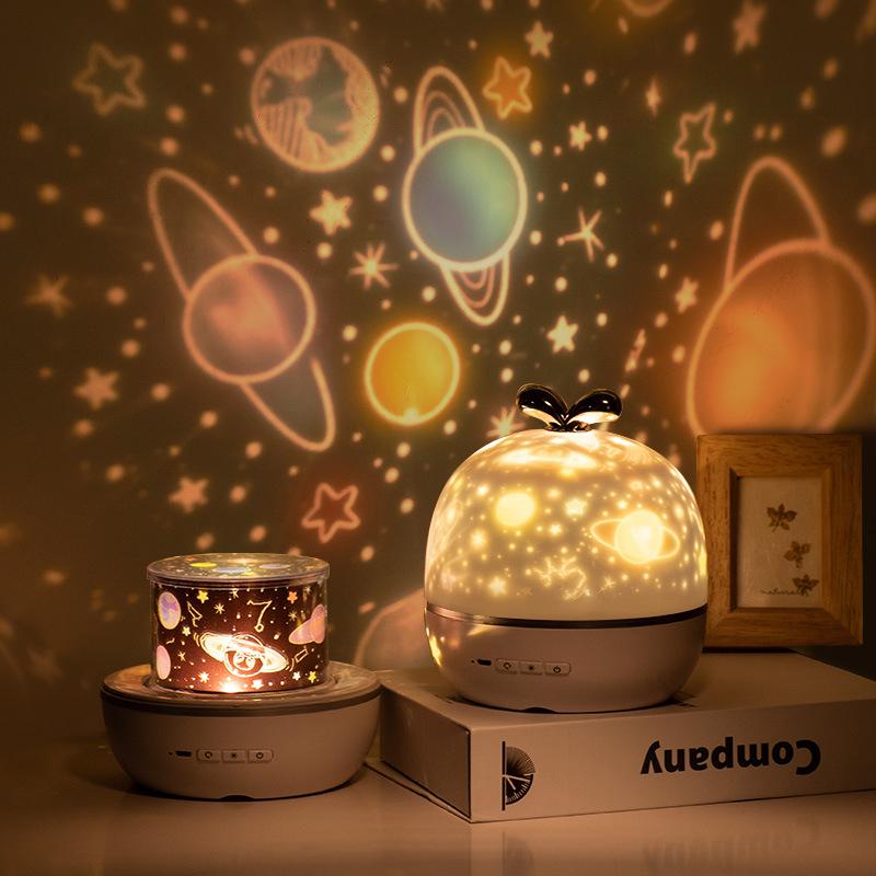 Star Projector Light Rechargeable Rotatable Cute Bow Bedroom Night Light for Children Kids Rechargeable