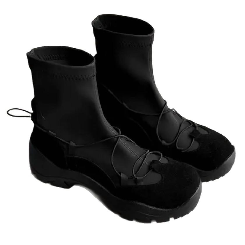 Functional Boots | Retro Thick-soled Cross-Strap Versatile Casual Ballet Sports British Elastic Skinny Boots Women
