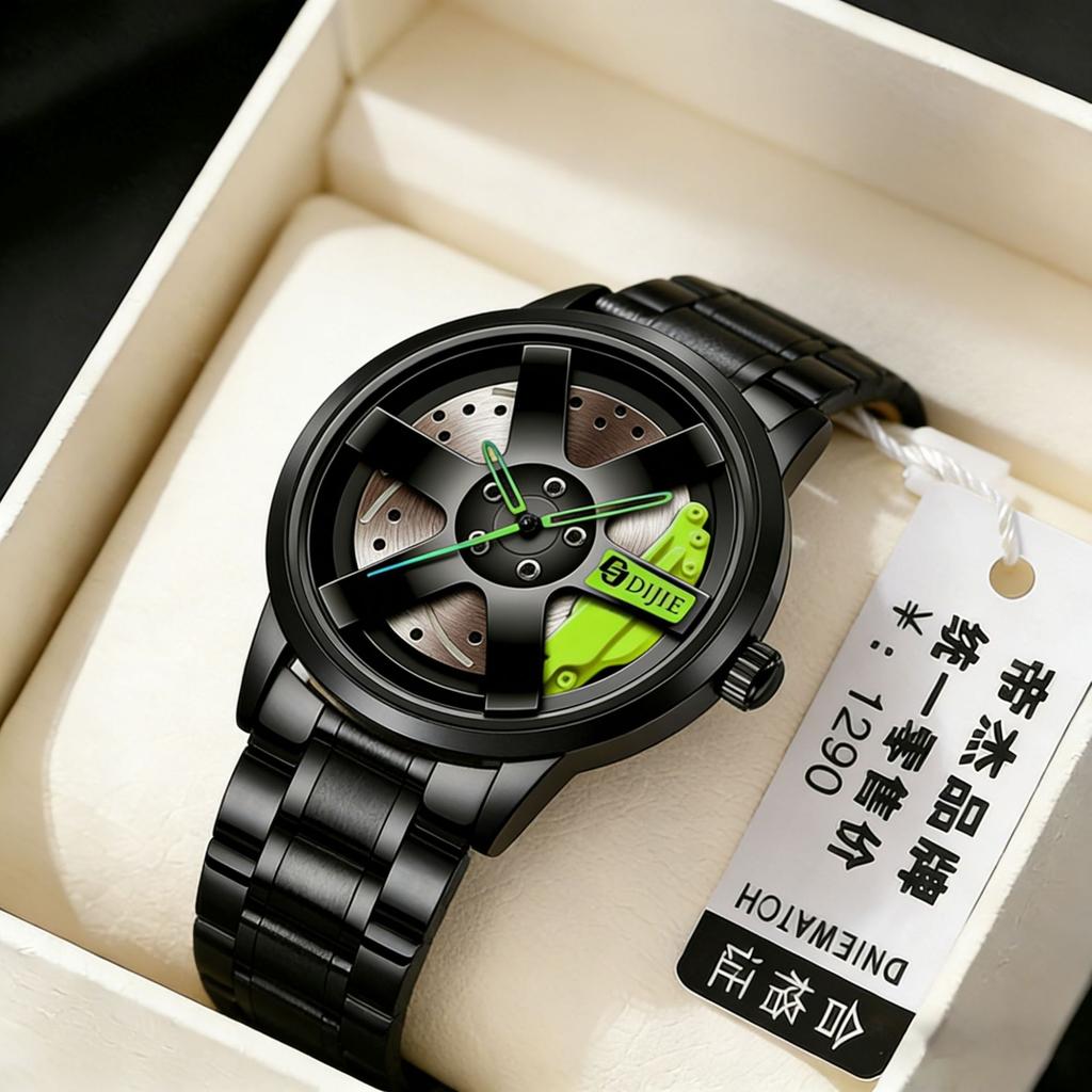 Counter Automatic Movement Watch Men'S Student Sports Car Tire Waterproof Non-Mechanical Quartz Watch