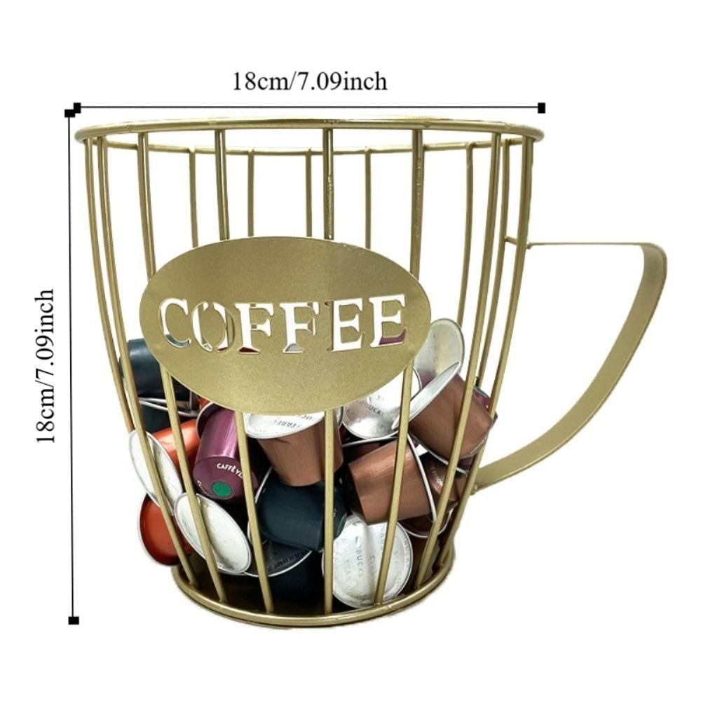 New Iron Coffee Pod Holder Hollowed-out Large Capacity Coffee Capsule Holder Creative Coffee Creamer Container Home Decor
