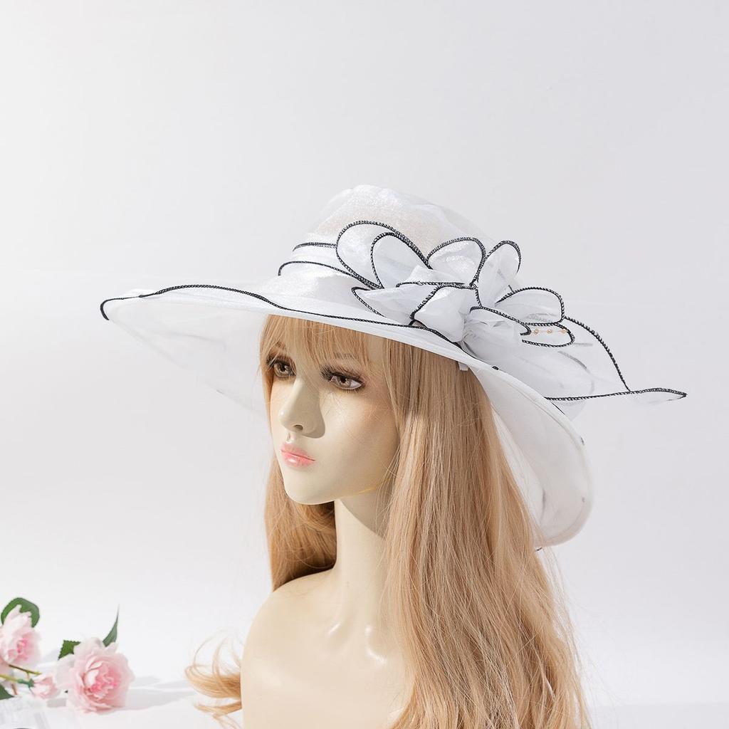 Eugen Mesh Flower Hat Summer Fashion Sun Protection and Shading Large Eave Hat Retro Elegant Women's Hat