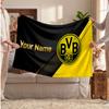 Couverture en polaire personnalisée Borussia Dortmund avec logo de football, texte de nom personnalisé, couverture d'appoint douce et chaude pour la maison