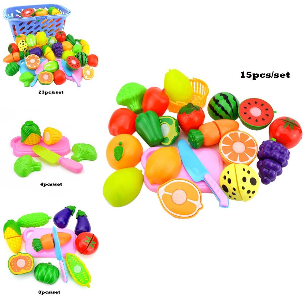 Colorful Kitchen Play Toy Set With Premium Quality Fruit And Vegetable Cutting Pieces