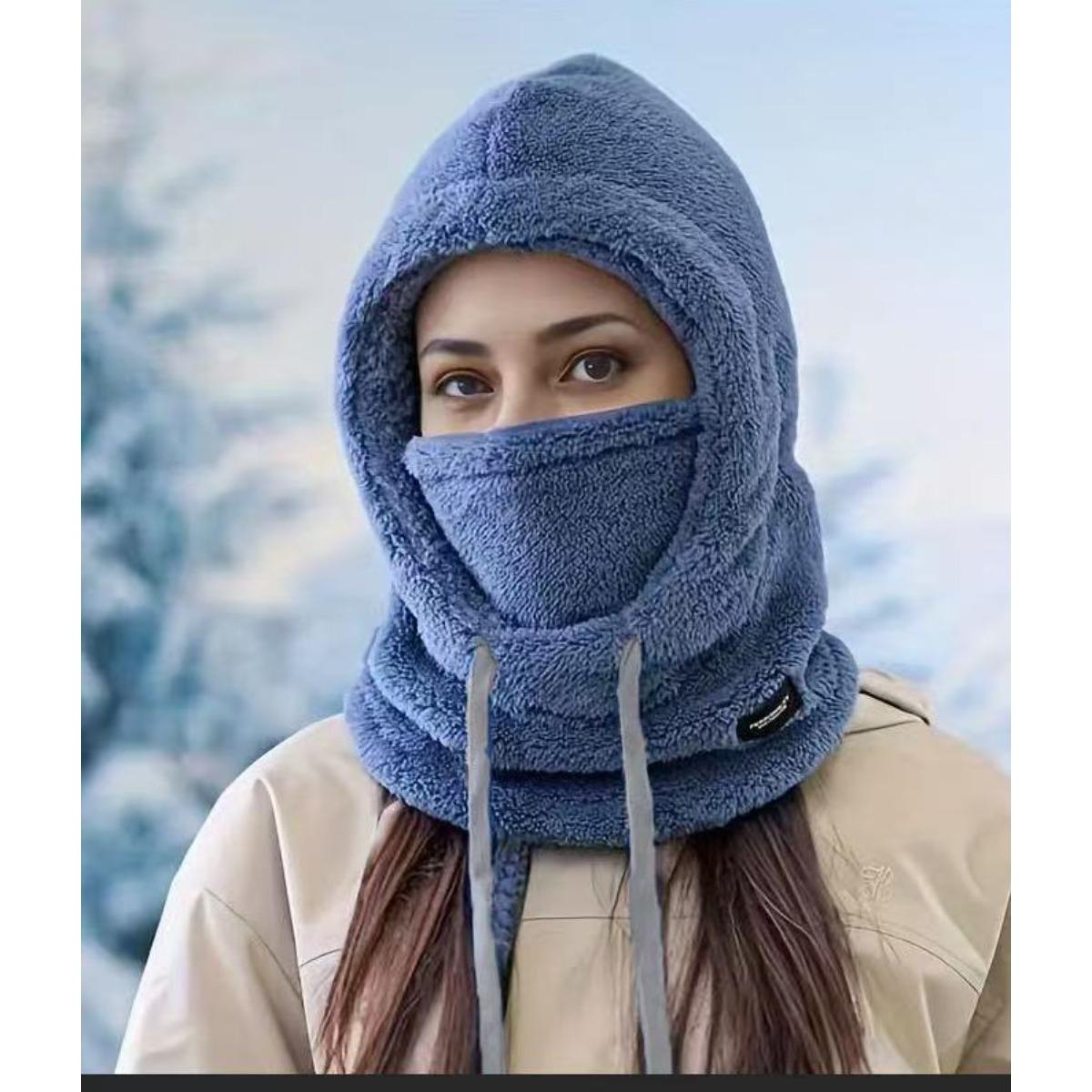 

Шапка, Женский шарф, Маска для лица, Интегрированная зимняя защита от холода, Ветрозащитная шапка для велоспорта, Плюшевая защита для ушей, Накидка на голову, Теплый капюшон average size