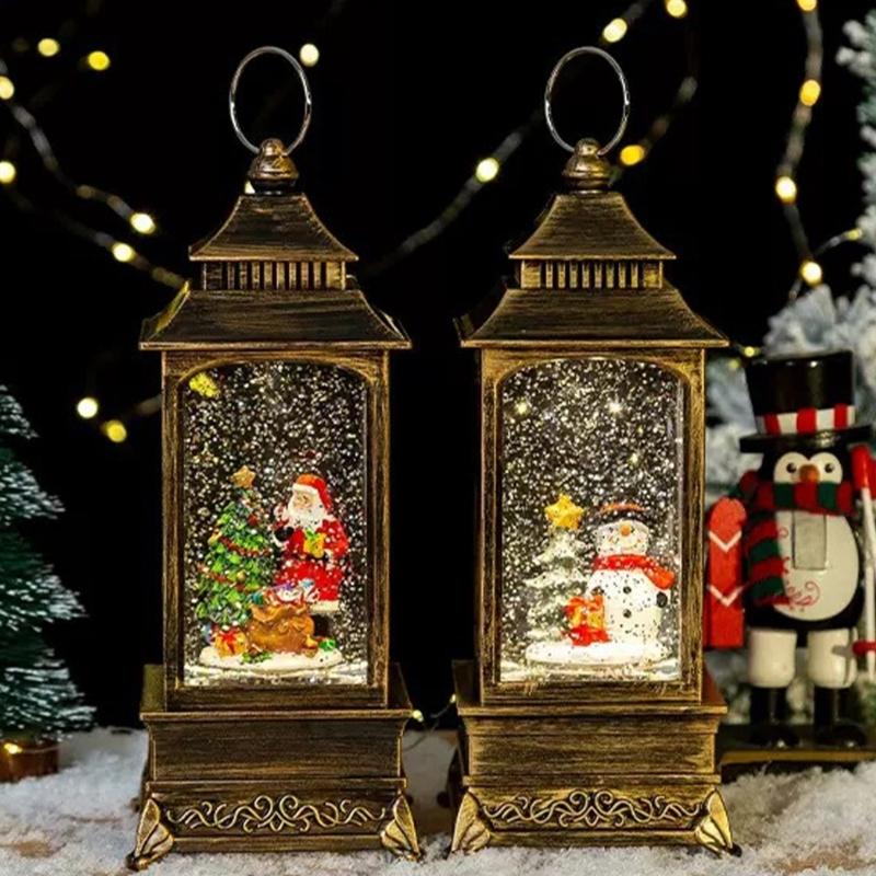 Christmas Snow Globe Lanterns With Builts In Music Automatic Snowflake Battery Operated Festives Home Office Decoration