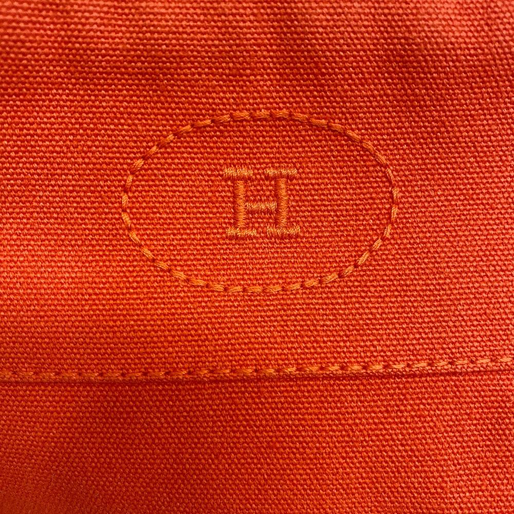 HERMES Zipper Cosmetics Pouch Bolide Vanity cotton Pouch MM Pouch Orange cotton Used