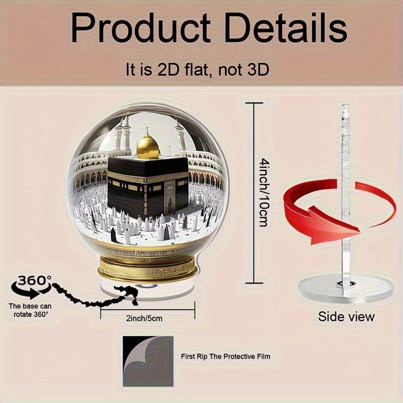

1Pcs 2D Rotating Earth Snowball Acrylic Home Decor Ramadan Desktop Fun Acrylic Ornament Gift