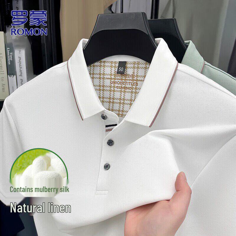 ROMON Men s Summer Ice Silk Polo Shirt 2XL