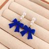 LATS Red Black Bowtie Earrings for Women Girls Simulated Pearl Cloth Bow Tie Earrings Jewelry Ear Accessories Beautiful Gifts