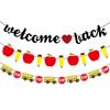 Cartoon Back To School Theme Swirl Hanging Garland Welcome Back Banner First Day of School Blackboard for Classroom Decoration