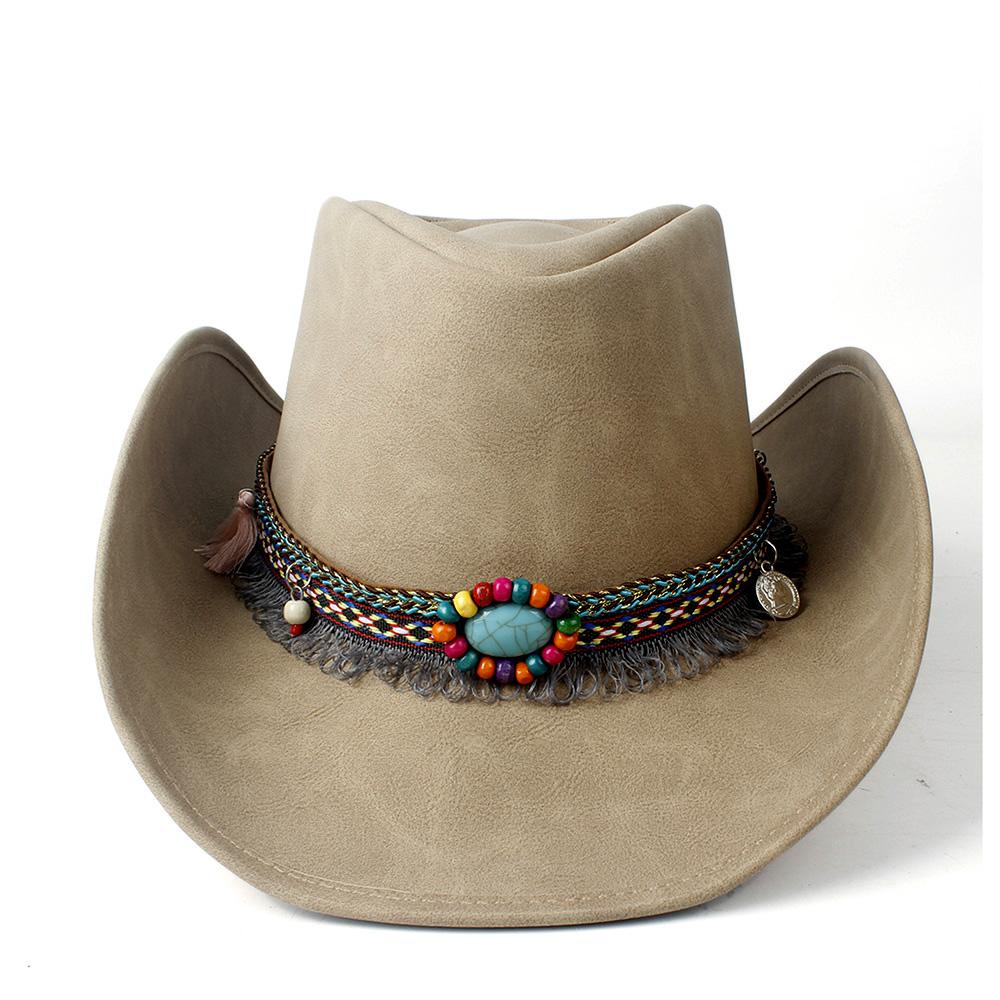 Pălărie de cowboy occidentală 100% din piele pentru bărbați, pentru gentleman, tată, Jazz, Sombrero Hombre, mărimea 58-59CM, stil 36