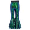 Pantaloni Compleți pentru Spectacol pe Scenă pentru Fete: Pantaloni evazați strălucitori cu paiete și talie elastică pentru dans și spectacol