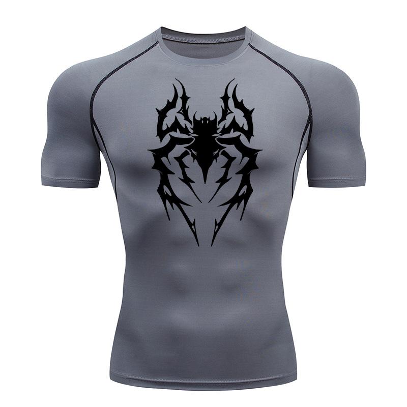 Spider Graphic Compression Shirts for Men Gym Workout Athletic Quick Dry Tshirts Tops Training Running Undershirts Rash Guard