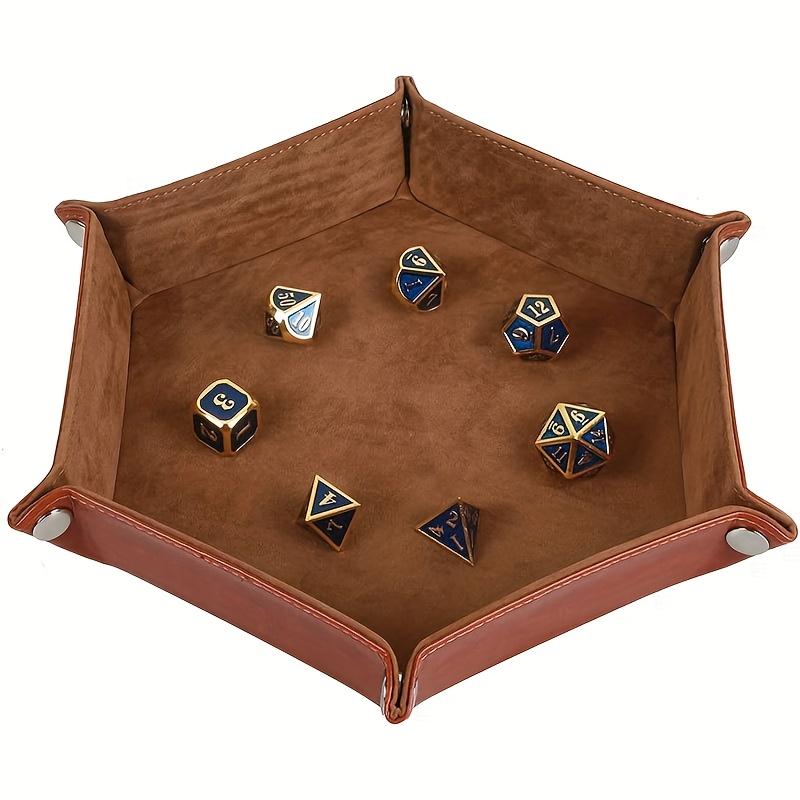1pc Hexagonal Faux Leather Velvet Folding Storage Tray - Stackable Dice Game Organizer with Open Cover, Multi-Color Options for Tabletop RPG