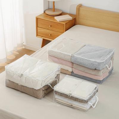 Large Capacity Clear Quilt Storage Bag Folding Plastic Clothes Storage Bag Waterproof with Handle Clothes Quilt Storage Bag