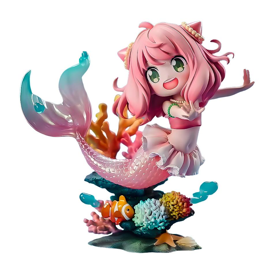 13cm Anime Anya Forger Figure Cosplay Mermaid Anime Peripheral Pvc Model Statue Collect Decor Ornaments Kid Gift Toys