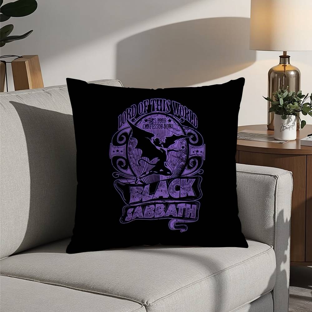 B-Black S-Sabbath Band Pillow Case Sofa Decorative Home Double-sided Printing Short Plush Cushion Pillow Cover Holiday Gift