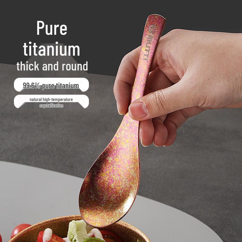Pure Titanium Teaspoon: Healthy, Portable, High-Quality Tableware with Ice Flower Crystal Design.