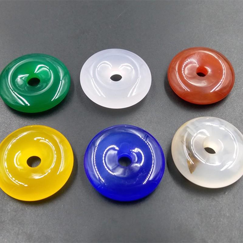 Jade & Chalcedony Agate Pendant Set - 3cm Red Agate, White Chalcedony, Green Jade Diameter approx. 3cm белый