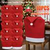 1-10PCS Christmas Decor Chair Covers Santa Claus Red Hat Chair Cap Kitchen Dining Chair Slipcovers Sets For Christmas Holiday