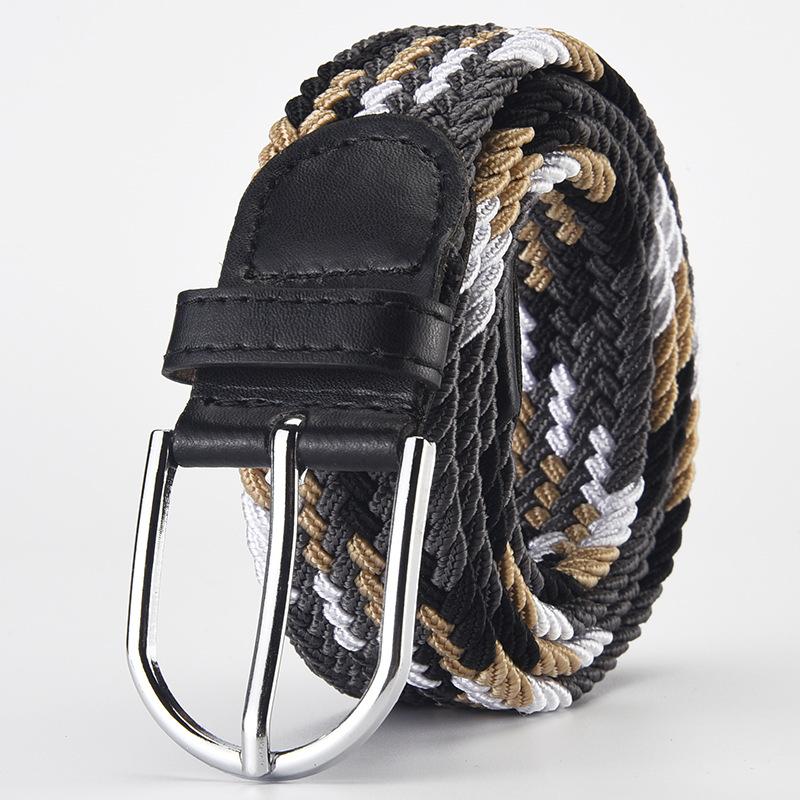 Elastic Nylon Unisex Casual Knitted Pin Buckle Jeans Belt Woven Canvas Elastic Expandable Stretch Waistband for Women Men Girdle