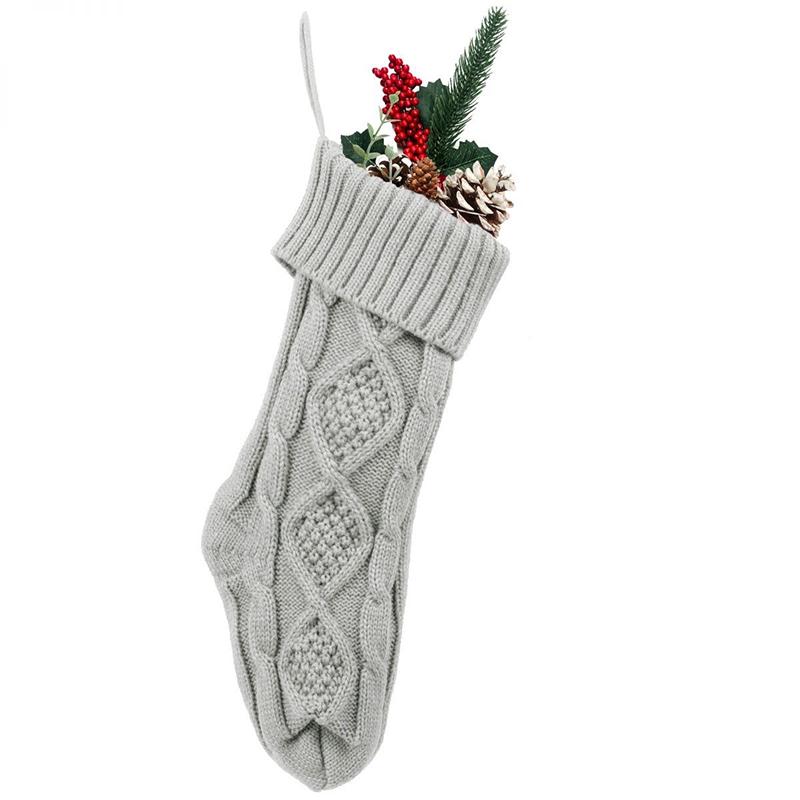 Large 46Cm Knitted Wool Home Wall Decoration Candy Bag Gift Bag Socks Hanging Christmas Socks