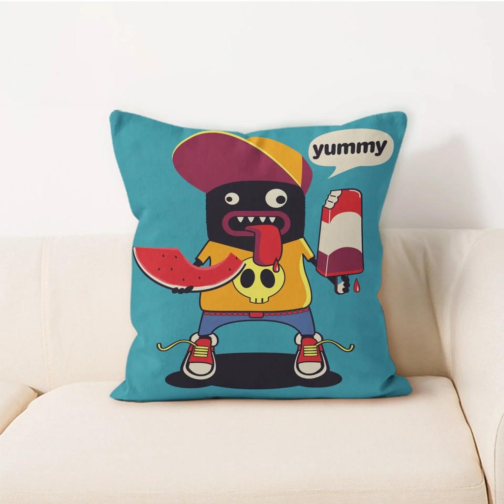 Einfache Heimdekoration Kissen Quadratische Auto Rückenlehne Cartoon Buchstaben Kissen Trendiger Kissenbezug