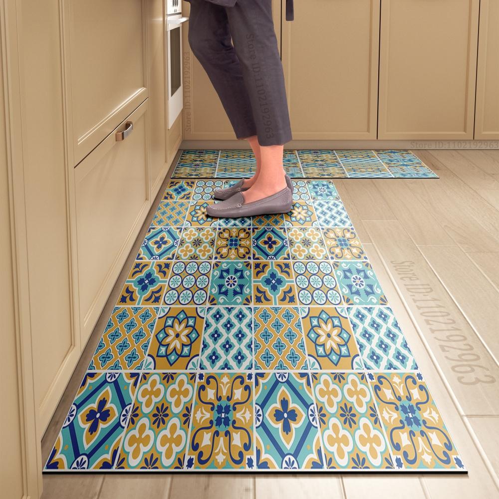 1PCS Kitchen Floor Mat Waterproof, Anti-skid, Anti-dirty Foot Mat Household Door Mat Crystal Velvet Long Strip Carpet Door Mats