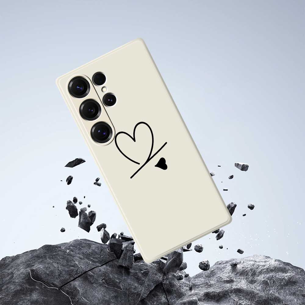 For Samsung Galaxy S25 Ultra Case Black Love Pattern Printing Straight Edge TPU Phone Back Cover