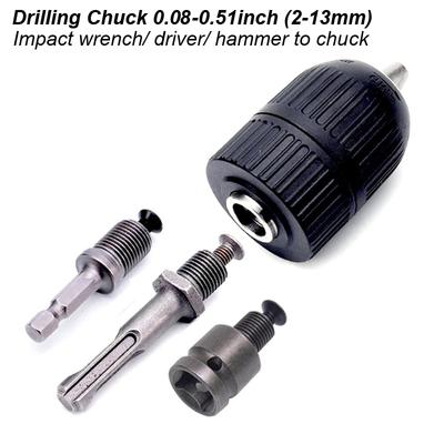 Keyless Drilling Chuck 2-13mm Converter 1/2"-20UNF Thread Quick Change Adapter SDS 1/4" Hex Impact Driver Wrench Drill Bit