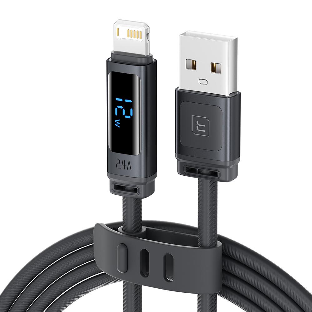 Tookci 2.4A Fast Charging Silicone Data Cable with Digital Display for iPhone 14/13/12