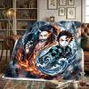Demon Slayer Kimetsu no Yaiba Wygodny Flanelowy Koc z Nadrukiem - Ciepły, Na Sofy, Krzesła, Podróże -HE21