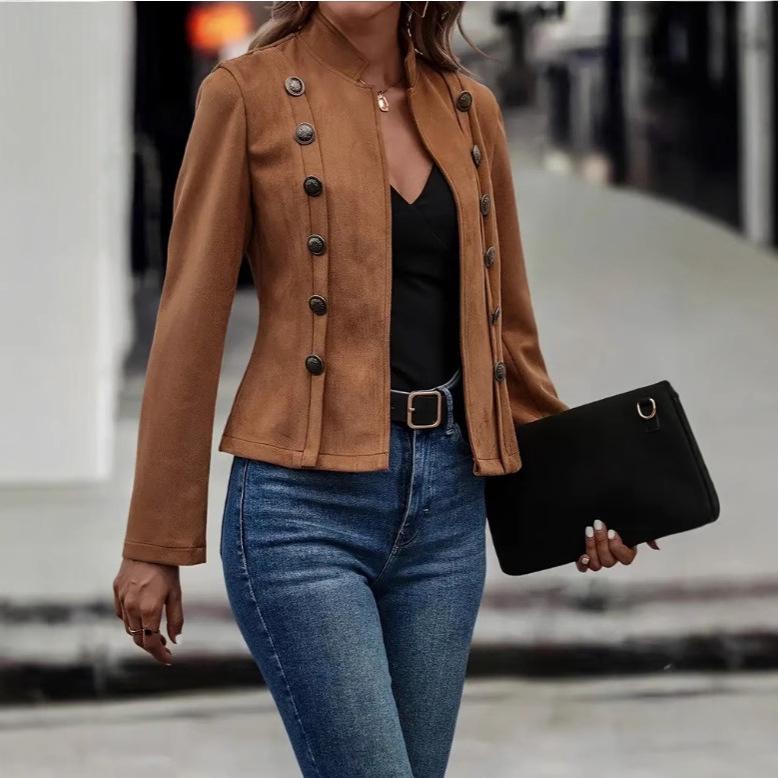 Retro Double-Breasted Suede Coat